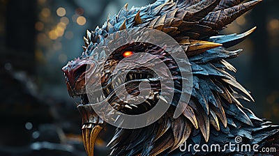 Hyper-realistic Dragonian Supermodel Wizard. Created with Generative AI Stock Photo