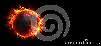 Hyper realistic fireball banner. Generate Ai Stock Photo