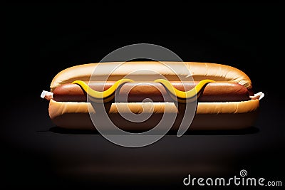 Hyper-realistic hot dog with juicy look on dark background Stock Photo