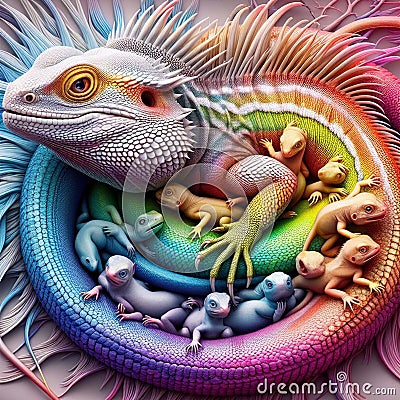 Hyper-Realistic Illustrations. Beautiful dragon. Stock Photo