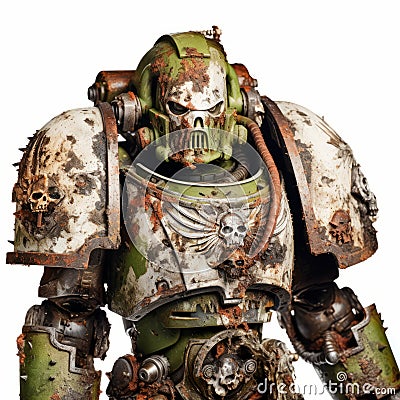 Hyper-realistic Metal Warhammer Figure With Rust And Decay Stock Photo