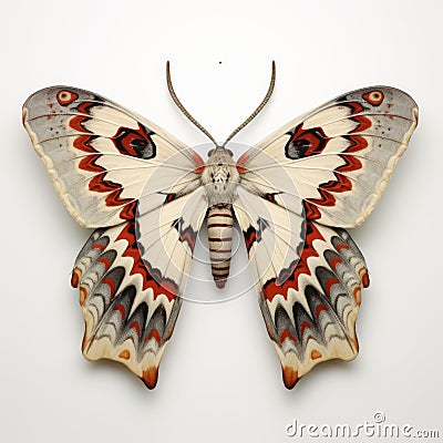 Hyper-realistic Moth Sculpture By Pat Ribstone White And Red Art Stock Photo