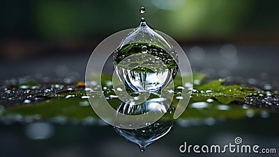 A hyper-realistic rendering of a single water drop Stock Photo