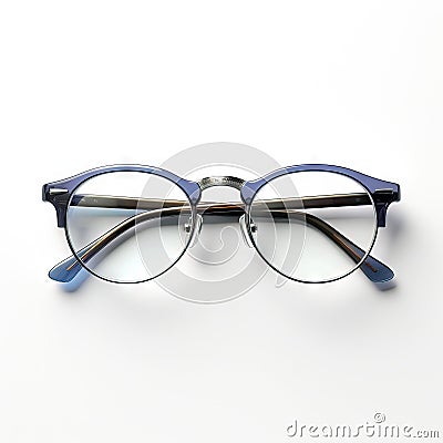 Hyper realistic, simple, Half-Rim Glasses, white Background Generative AI Stock Photo