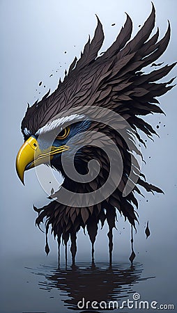 Hyper-Realistic Splash Art of Eagle's Head on White Background Stock Photo