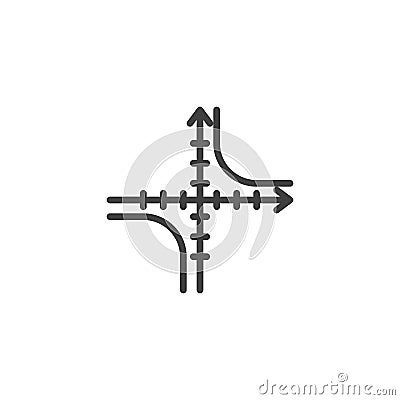 Hyperbola, axis vector icon Vector Illustration