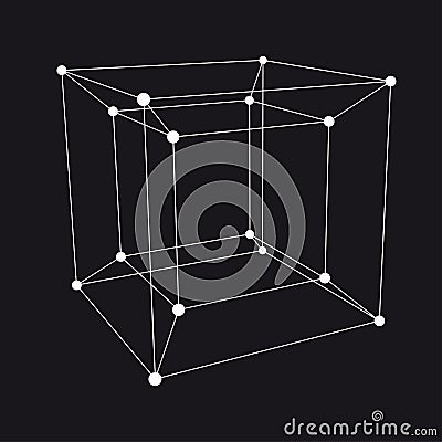 Hypercube 3D object. Vector Illustration Cartoon Illustration