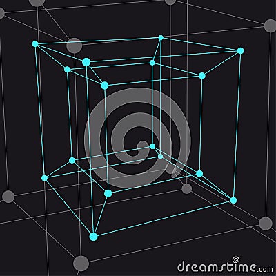 Hypercube 3D object. Vector Illustration Cartoon Illustration