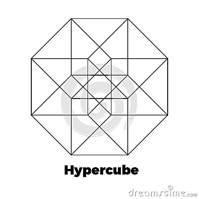 Hypercube vector icon Vector Illustration