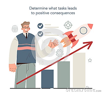 Hyperfocus idea, how to become more efficient. Determine what tasks Vector Illustration