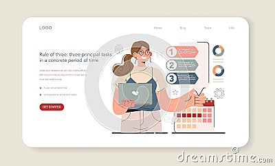 Hyperfocus idea, how to become more efficient web banner or landing page Vector Illustration