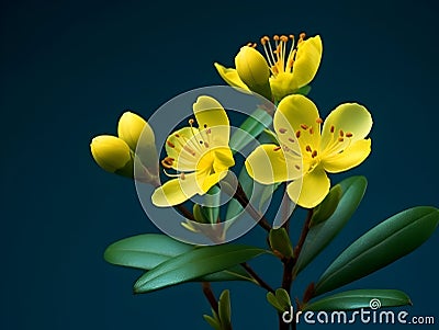 Hypericum flower in studio background, single Hypericum flower, Beautiful flower images Stock Photo