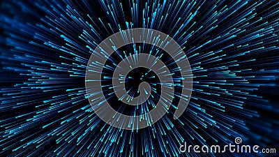 Hyperjump in space. speed of light star wars. particle flow. 3d rendering Stock Photo