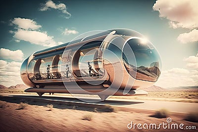 a hyperloop system, transporting people in capsules at speeds of over 700 mph Stock Photo