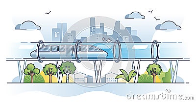 Hyperloop train transportation with high speed express outline concept Vector Illustration