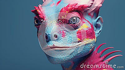 Hyperrealistic Animal Portrait: Pink Makeup Character By Mikael Helsingfors Stock Photo