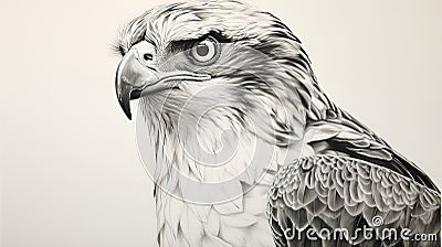 Hyperrealistic Black And White Drawing Of Osprey Stock Photo