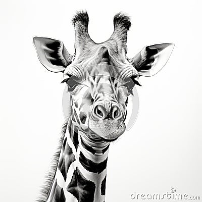 Hyperrealistic Black And White Giraffe Drawing In 8k Resolution Stock Photo