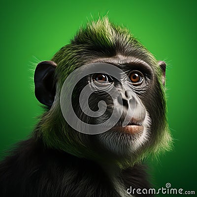 Hyperrealistic 3d Render Of A Muscular Monkey With Green Mohawk Stock Photo