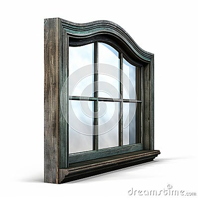 Hyperrealistic Digital Illustration Of An Old Style Carved Metal Window Stock Photo