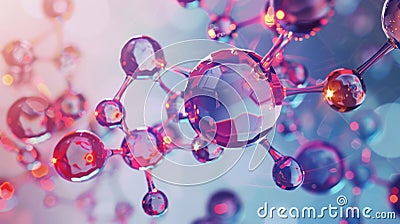 A hyperrealistic illustration capturing the dynamic interplay between molecules in vibrant colors, symbolizing chemical Cartoon Illustration