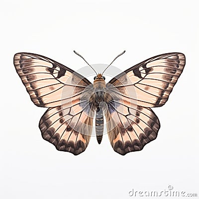 Hyperrealistic Illustration Of Dingy Skipper Butterfly On White Background Cartoon Illustration