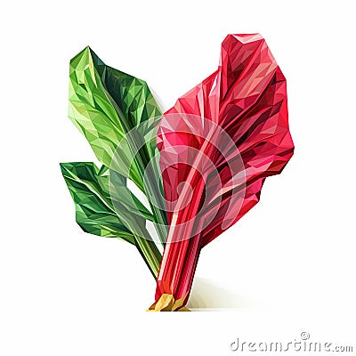 Hyperrealistic Illustration Of Swiss Chard In Red And Green Cartoon Illustration