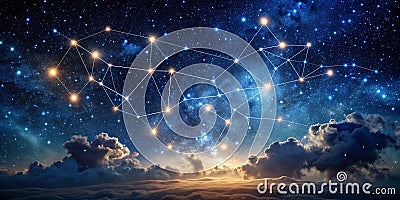 Hyperrealistic night sky where constellations form intricate dynamic patterns Creative AI Stock Photo