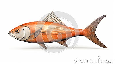 Hyperrealistic Orange Fish Sculpture Inspired By Emily Carr's Wood Sculptures Cartoon Illustration