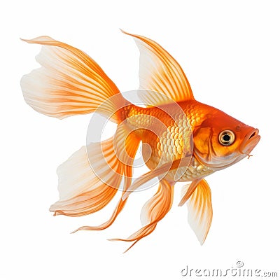 Hyperrealistic Orange Goldfish With Long White Fins Stock Photo