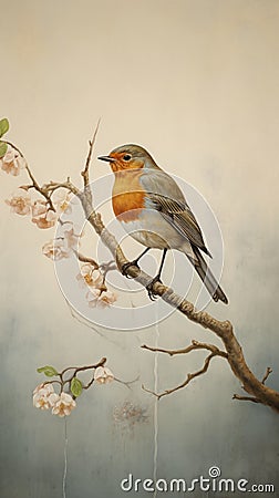 Hyperrealistic Painting Of Birds On Branch By English Artist Stock Photo