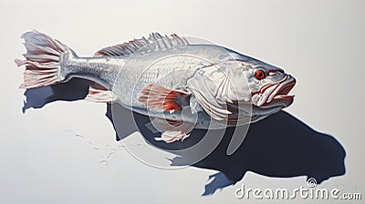 Gigantic Scale Painting Of A Fish On White Background By Michal Lisowski Cartoon Illustration