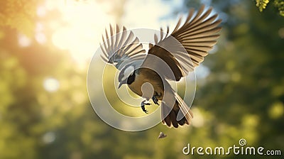 Hyperrealistic Rendering Of Autumn Titmouse In Unreal Engine Stock Photo