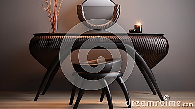 Artistic Modern Dressing Table With Chair And Vanity Lamp Stock Photo