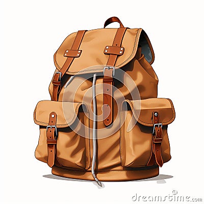 Hyperrealistic Vector Illustration Of A Brown Backpack Stock Photo