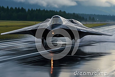 hypersonic transport concept taking off from runway Stock Photo