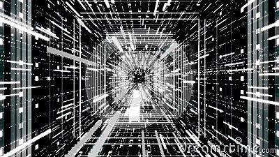 Hyperspace jump through stars, time, and cosmic tunnel, seamless loop. Animation. Abstract flight through 3D futuristic Stock Photo