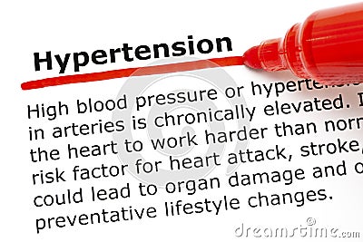 Hypertension underlined with red marker Stock Photo