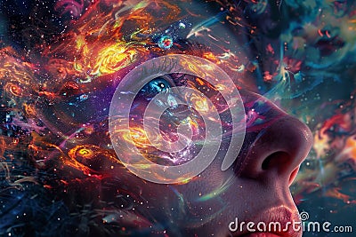 Hypnose: A state of focused relaxation, inducing suggestibility. Stock Photo