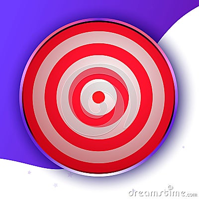 Hypnosis aim, red and white target isolated on purple and yellow background Vector Illustration