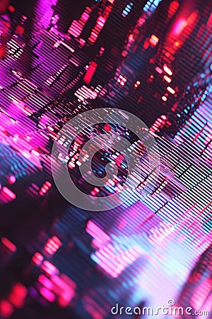 A hypnotic 3D abstract background displaying an intricate array of shifting holographic grids, Stock Photo