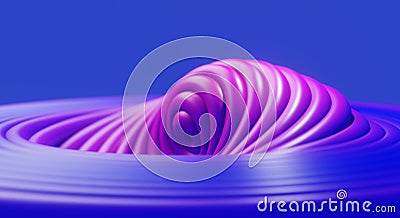 Hypnotic disco spinning rings. Abstract pink glossy rings twirl changing shape. 3D blurred gradient decoration backdrop Stock Photo