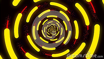 Hypnotic looped swirl turning. Luminous whirlpool. Abstract digital swirl. Rotating swirling shapes particles. Stock Photo