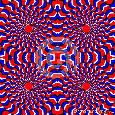 Hypnotic Of Rotation. Perpetual Rotation Illusion. Background With Bright Optical Illusions of Rotation. Optical Vector Illustration