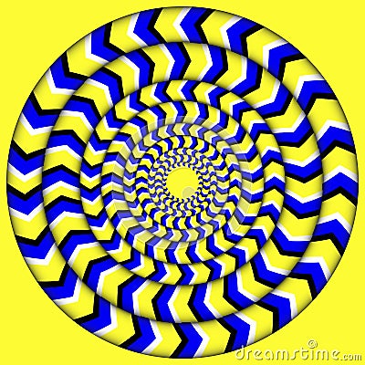 Hypnotic Of Rotation. Perpetual Rotation Illusion. Background With Bright Optical Illusions of Rotation. Optical Vector Illustration