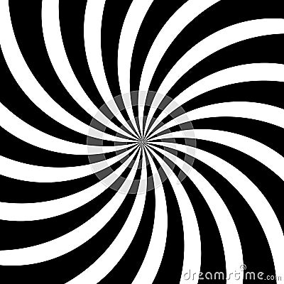 Hypnotic swirl lines abstract white black optical illusion vector spiral pattern background Vector Illustration
