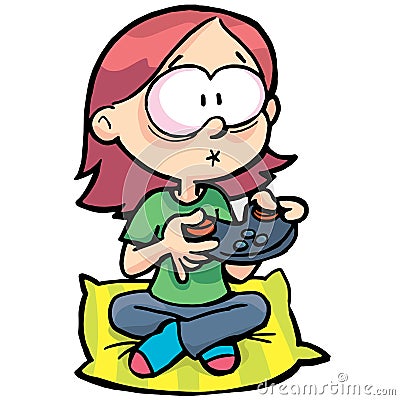 Hypnotically girl with the joystick Vector Illustration