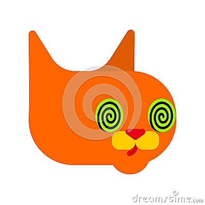 Hypnotized cat Isolated. Eyes were spiraling. vector illustration Vector Illustration