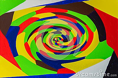 Hypnotizing abstract colourful swirl background. Acrylic art. Twisting, rotating lines, multicolor fashion. Beautiful Stock Photo