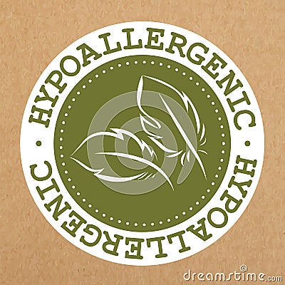 Hypoallergenic green label, badge with leaves for allergy safe products, vector object Vector Illustration